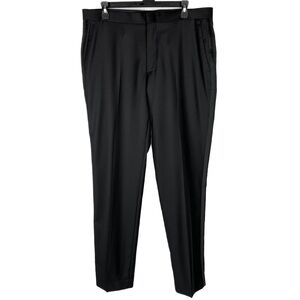 J Crew Thompson Black Tuxedo Pants Men 34x32 100% Wool Slim Fit New Msrp $298